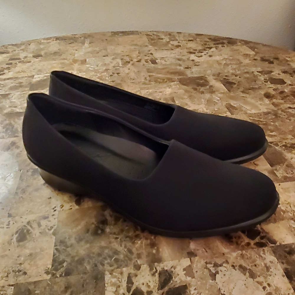 ECCO Women 9M (40) Felicia Loafers‎ Shoes Black Stretch Comfort Wedge Slip On